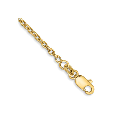 14K Yellow Gold 1.8 mm Polished Chain Anklet, Solid alternate angle