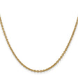 14K Yellow Gold 2.2 mm Polished Chain Necklace, Solid