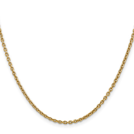 14K Yellow Gold 2.2 mm Polished Chain Necklace, Solid