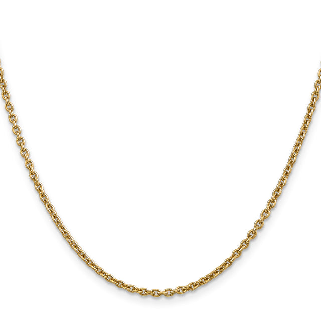 14K Yellow Gold 2.2 mm Polished Chain Necklace, Solid