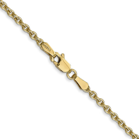 14K Yellow Gold 2.2 mm Polished Chain Necklace, Solid alternate angle