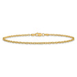 14K Yellow Gold 2.2 mm Polished Chain Anklet, Solid