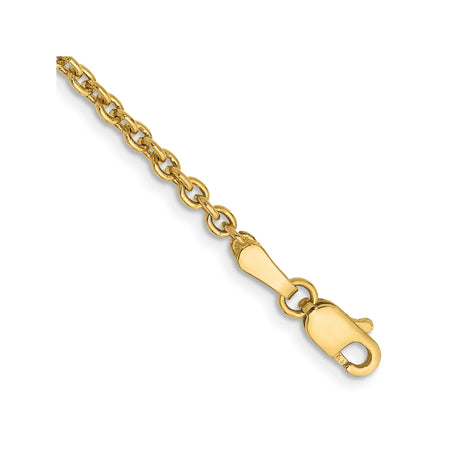 14K Yellow Gold 2.2 mm Polished Chain Anklet, Solid alternate angle