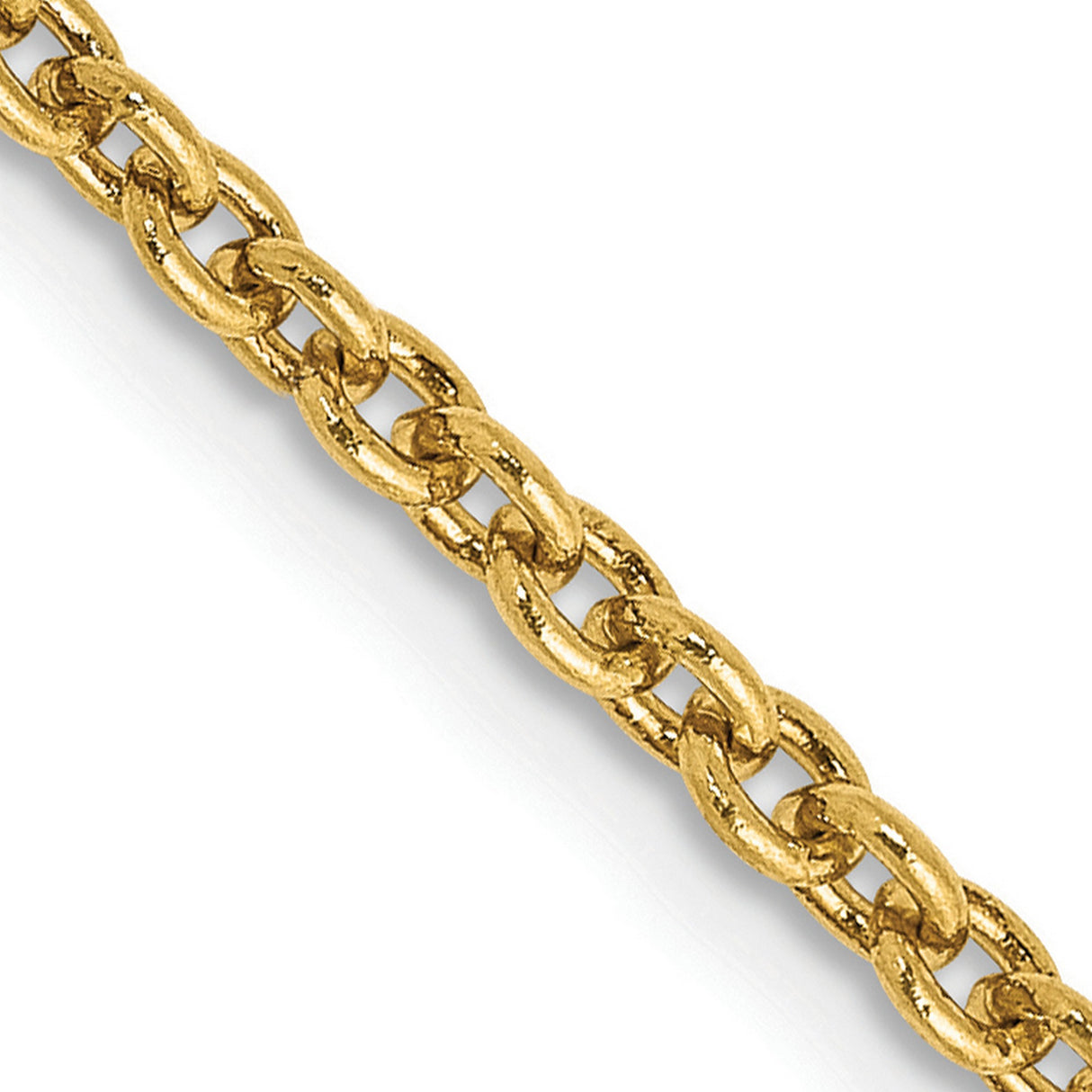 14K Yellow Gold 2.2 mm Polished Chain Necklace, Solid detail view