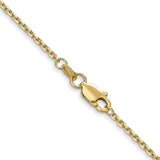 14K Yellow Gold 1.45 mm Polished Chain Necklace, Solid alternate angle