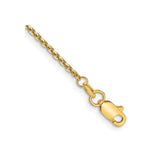 14K Yellow Gold 1.45 mm Polished Chain Anklet, Solid