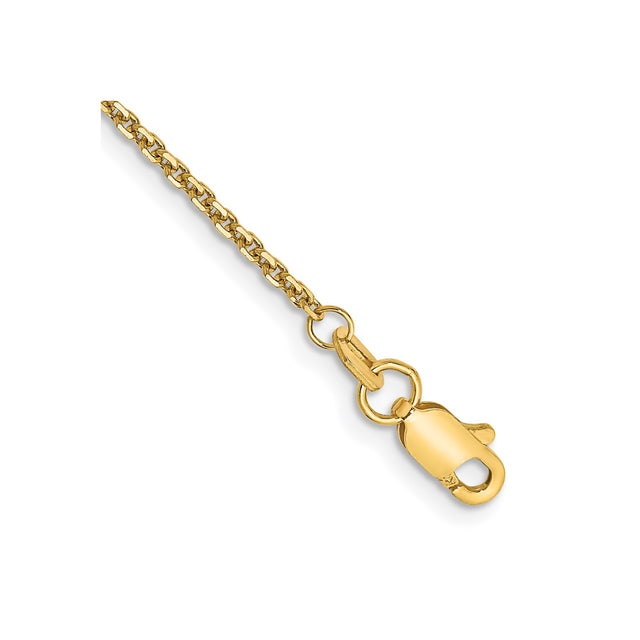 14K Yellow Gold 1.45 mm Polished Chain Anklet, Solid