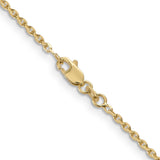 14K Yellow Gold 1.65 mm Polished Chain Necklace, Solid alternate angle