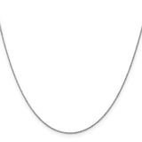 14K White Gold 0.75 mm Polished Chain Necklace, Solid