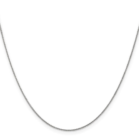 14K White Gold 0.75 mm Polished Chain Necklace, Solid