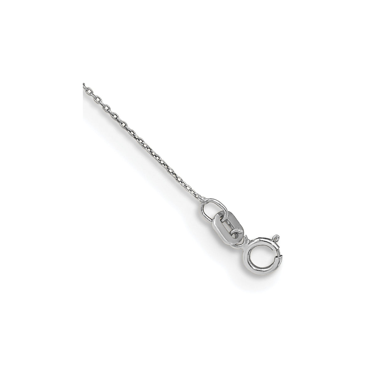 14K White Gold 0.75 mm Polished Chain Necklace, Solid shown for scale