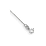 14K White Gold 0.75 mm Polished Chain Necklace, Solid shown for scale