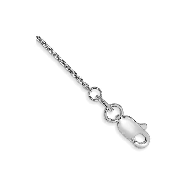 14K White Gold 0.95 mm Polished Chain Anklet, Solid