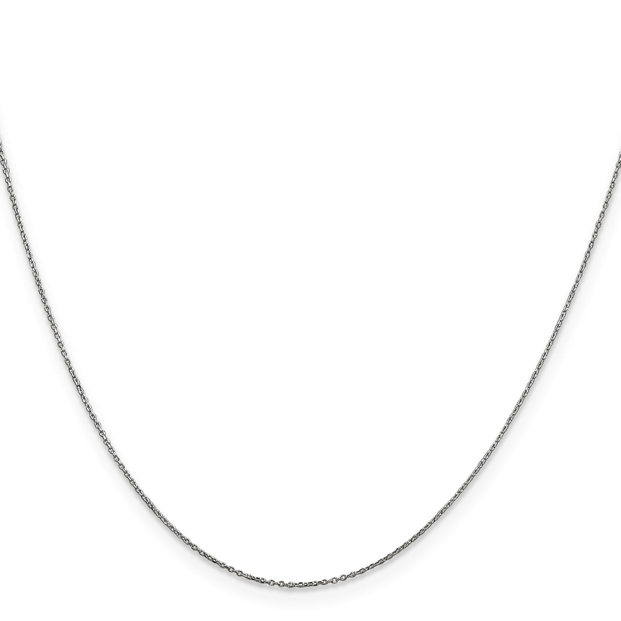 14K White Gold 0.6 mm Polished Chain Necklace, Solid