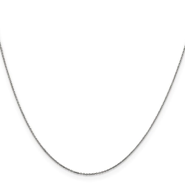 14K White Gold 0.6 mm Polished Chain Necklace, Solid