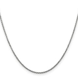 14K White Gold 1.45 mm Polished Chain Necklace, Solid