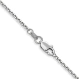 14K White Gold 1.45 mm Polished Chain Necklace, Solid alternate angle