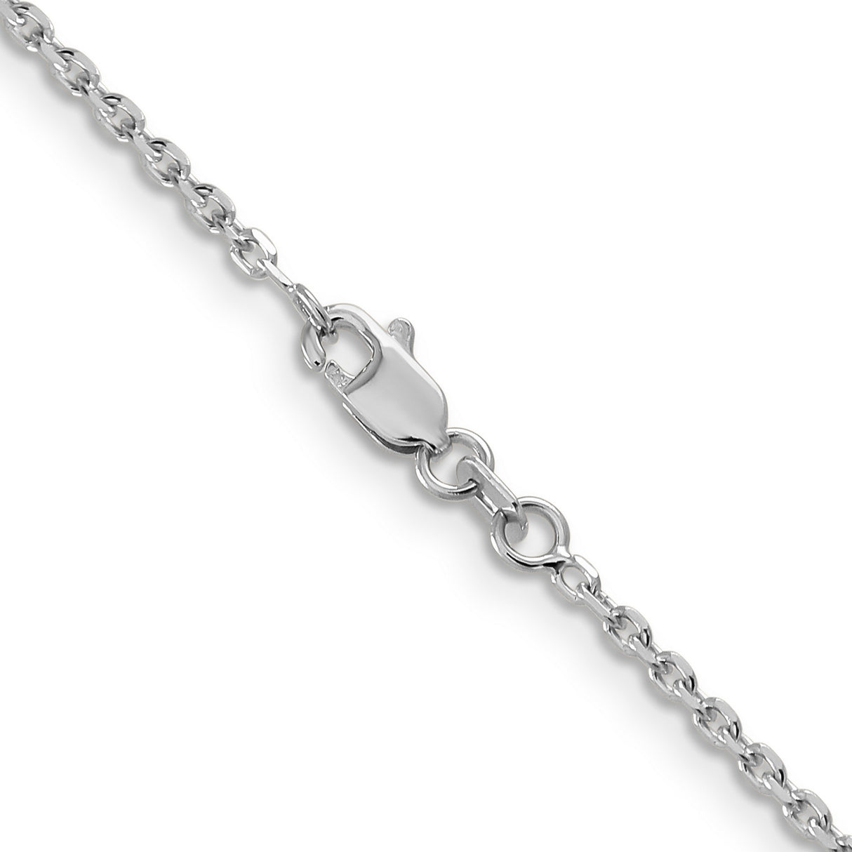 14K White Gold 1.65 mm Polished Chain Necklace, Solid alternate angle