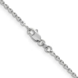 14K White Gold 1.65 mm Polished Chain Necklace, Solid alternate angle