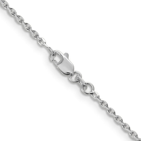 14K White Gold 1.65 mm Polished Chain Necklace, Solid alternate angle