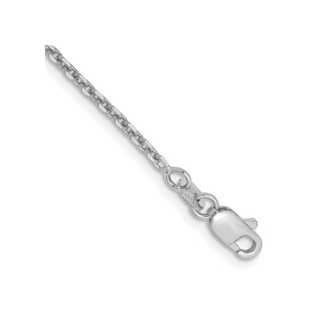 14K White Gold 1.65 mm Polished Chain Anklet, Solid