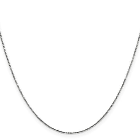 14K White Gold 0.85 mm Polished Chain Necklace, Solid