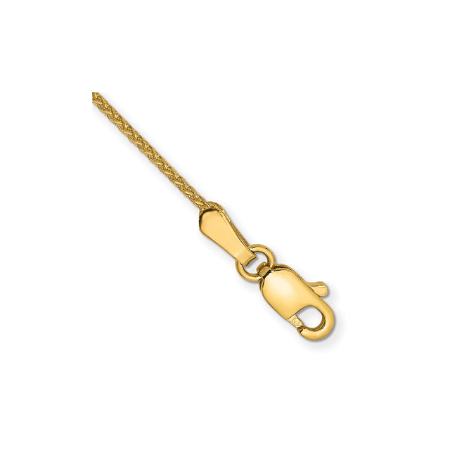 14K Yellow Gold 1.05 mm Polished Chain Anklet, Solid