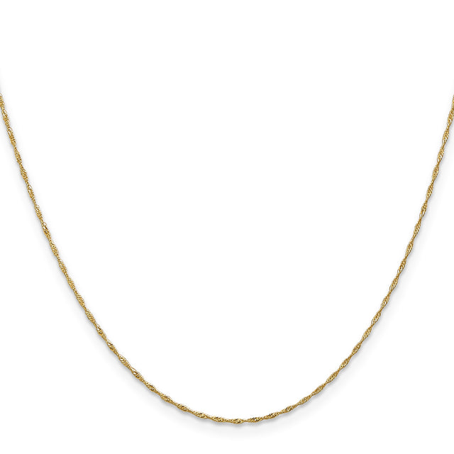 14K Yellow Gold 1 mm Singapore Chain Necklace, Polished