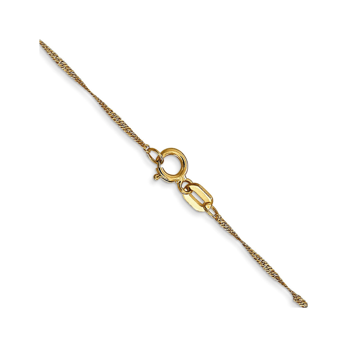 14K Yellow Gold 1 mm Singapore Chain Necklace, Polished alternate angle