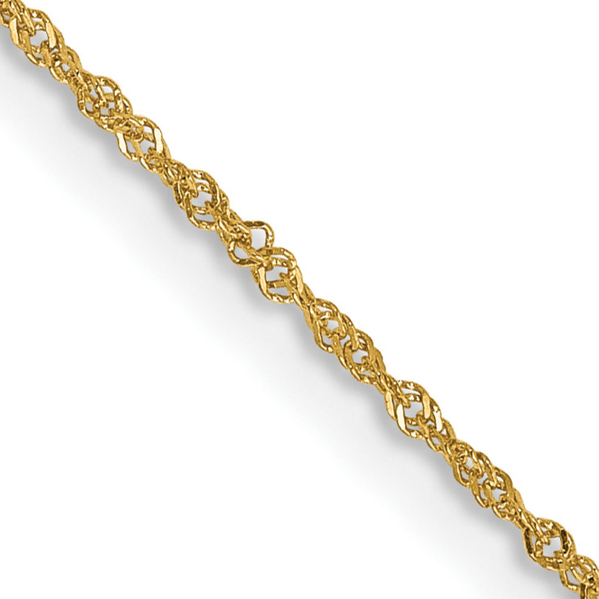 14K Yellow Gold 1 mm Singapore Chain Necklace, Polished detail view
