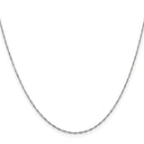 14K White Gold 1 mm Singapore Chain Necklace, Polished