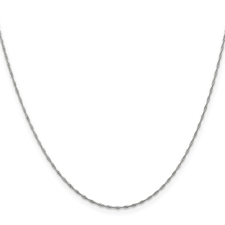 14K White Gold 1 mm Singapore Chain Necklace, Polished