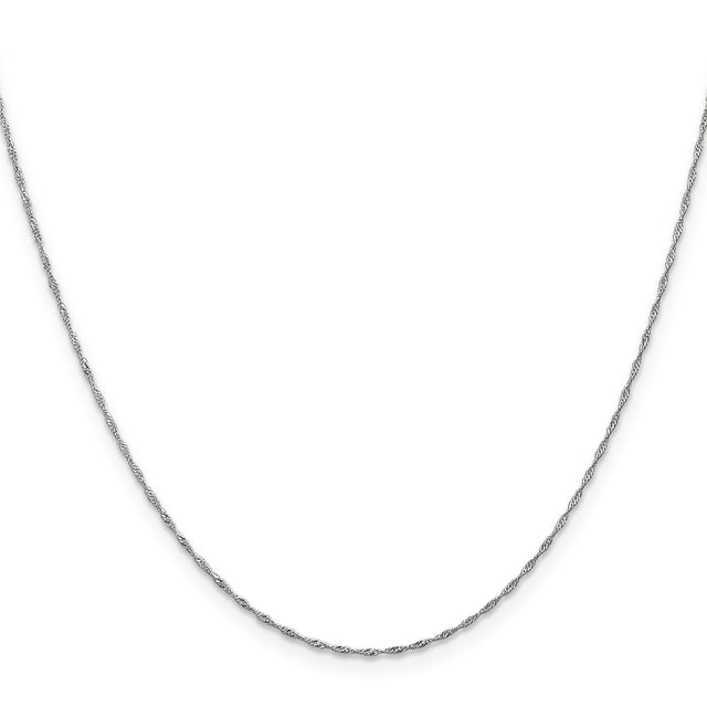14K White Gold 1 mm Singapore Chain Necklace, Polished