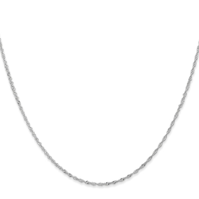 14K White Gold 1.1 mm Singapore Chain Necklace, Polished