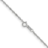 14K White Gold 1.1 mm Singapore Chain Necklace, Polished alternate angle