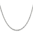 14K White Gold 2 mm Singapore Chain Necklace, Polished