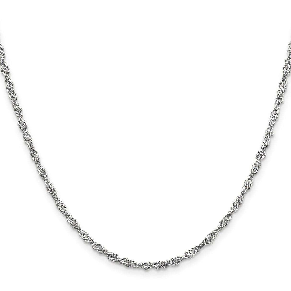 14K White Gold 2 mm Singapore Chain Necklace, Polished