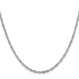 14K White Gold 2 mm Singapore Chain Necklace, Polished