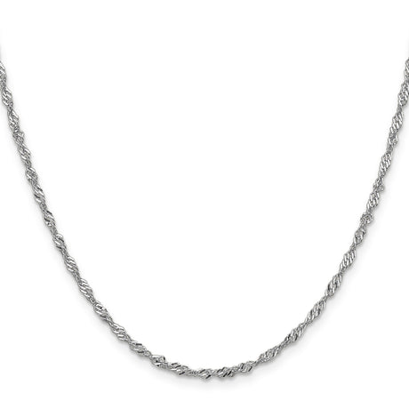 14K White Gold 2 mm Singapore Chain Necklace, Polished