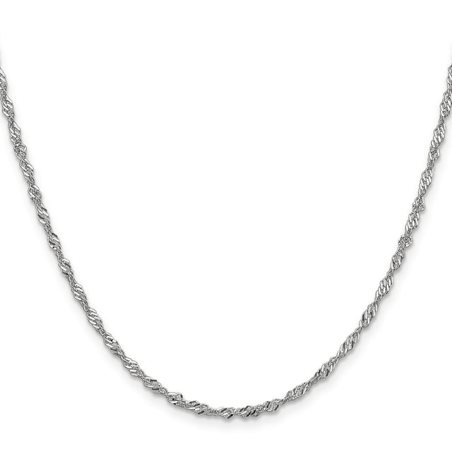 14K White Gold 2 mm Singapore Chain Necklace, Polished