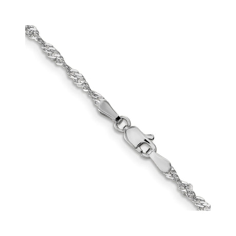 14K White Gold 2 mm Singapore Chain Necklace, Polished alternate angle