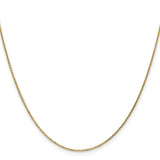 14K Yellow Gold 0.95 mm Polished Chain Necklace, Solid