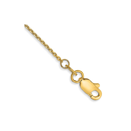 14K Yellow Gold 0.95 mm Polished Chain Anklet, Solid