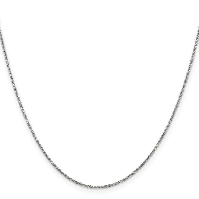 14K White Gold 1.1 mm Rope Chain Necklace, Polished