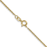 14K Yellow Gold 1.1 mm Rope Chain Necklace, Polished alternate angle