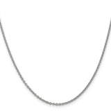 14K White Gold 1.8 mm Polished Chain Necklace, Solid