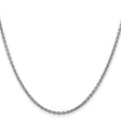 14K White Gold 2.2 mm Polished Chain Necklace, Solid