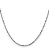 14K White Gold 2.2 mm Polished Chain Necklace, Solid