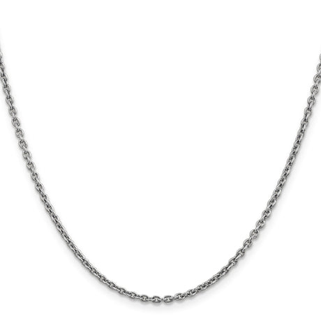 14K White Gold 2.2 mm Polished Chain Necklace, Solid