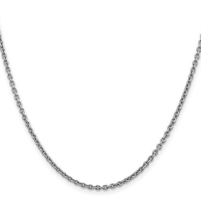 14K White Gold 2.2 mm Polished Chain Necklace, Solid